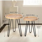 Round Nesting Coffee Table  Farmhouse End Tables Living Room Set Of 2  Wood Side