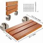 20    Real Teak Wood Folding Shower Wall Seat Bench 440lb Fold Down Brushed Nickel