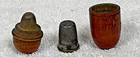 Vintage Turned Wood Bullet Acorn Shape Thimble Holder And Thimble