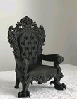Dollhouse Miniature Black Gothic Throne Chair With Claw Feet 1 12
