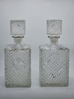 Vintage 1960 Art Deco Diamond Accented Glass Decanters Set Of 2 Barware