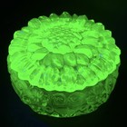 Vaseline Uranium Glass Box Flowers Style Trinket Box Yellow Glass Art Deco