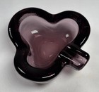 Vtg Mcm Imperial Amethyst Art Glass Clover Ashtray Trinket Dish 3 7 8   