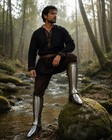 Medieval Steel Leg Armor Greaves     Handmade Gothic Knight Leg Harness  Larp