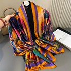 Design Satin Silk Shawl Hijab Scarf Women Fashion Summer Sunscreen Beach Stole W