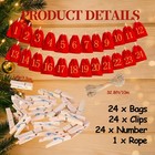 24 Pieces Advent Calendar Bags Christmas Drawstring Gift Bag Diy Red
