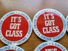 10 Vintage Pinback I Drink Tuborg I ve Got Class Beer Advertising Button Pin 