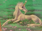 Vintage 1980s Sue Dawe Unicorn Wall Art Decor  Lacquered Wood Plaque