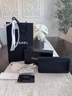 Chanel Black Empty Eyeglass Sunglasses Leather Case   Chanel Shopping Bag   Box