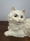 Rare Vintage Hubley Cast Iron White Persian Cat Door Stop Statue