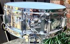 Vintage Rogers 7 Line Dyna-sonic Chrome Over Brass Cob 10 Lugs 5x14    Snare Drum