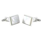 Mother Of Pearl Cufflinks With Box Men Classic White Stone Cuff Links Wedding   
