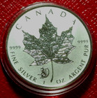 2016 Canada   Monkey Privy   Rev Proof Coin  5 1 Oz   9999 Silver Maple Leaf