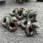 1pc Natural Blood Stone Snake Carved Quartz Skull Crystal Reiki Healing