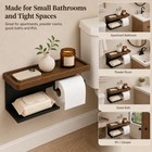 Wall Mount Toilet Paper Holder With Walnut Shelf Phone Wipes Organizer