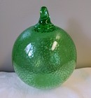 Vintage Fishing Float Buoy Ball Green 6 Inch Art Glass   Nautical   Hand Blown  