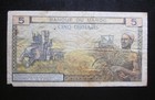 1969 Morocco 5 Dirhams Banknote  rare  P-53f Very Fine Note  corner Cut 