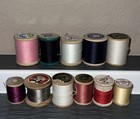 Lot 28 Vintage Wooden Spools Of Thread Various Colors And Sizes Sewing Crafts