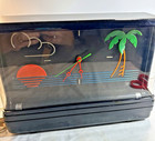Vintage 1980s Gemini Neon Display Clock Blacklight Sunset Palm Tree Works  video
