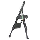 2-step Black Aluminum Step Stool With Wide Anti-slip Pedal Folding Ladder