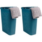 Portable Laundry Hamper Lightweight Rectangular Wicker Basket W  Lid Set Of 2 Us