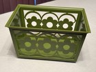 Vintage Mcm Harvest Avocado Green Daisy Napkin Holder Basket 1960   s 70   s