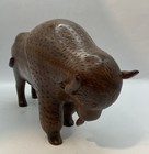 Vtg Hand Carved Wood American Bison Buffalo Statue Figurine Western Decor Signed