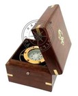 Antique Brass Gimbal In Wooden Box Maritime Nautical Ship boat Binnacle Compass
