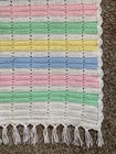 Vintage Handmade Soft Crochet Baby Blanket Fringe Nursery Kids Pastel White