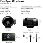 Vivosun Aerozesh S6 6  405cfm Inline Duct Fan Hvac Exhaust Blower E42a Growhub