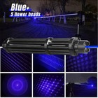Adjustable Blue Burning Laser Pointer Visible Star Light Beam Dot Light W 5 Head