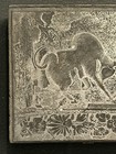Antique Letterpress Printer Block Bulls Fighting Engraved Metal Wood 3 4   