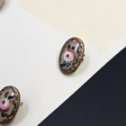 Set Of 10 Antique Brass   Hand Painted Rose Enamel Shank Buttons Delicate