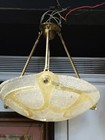 2 Pc Vintage Art Deco Fixture Glass Lamp Dome Chandelier Brass Ceiling Light  47