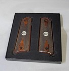 1911 Full Size Rosewood Double Diamond Grip  White Colt Medallions Fits Clones
