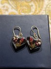 Sterling Silver Turquoise Bezel Heart Floral Dangle   Oval Stud Earrings Lot