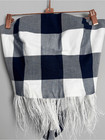 Sara Roka   Strapless Gingham Feather-trim Top Navy Blue white Women   s Size 40