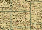 Oklahoma Map  Authentic 1908  dated  With Counties Towns Topography Railroads