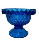 Vintage Viking Glass Bluenique Blue Diamond Point Fairy Lamp Bottom Base Only