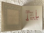 Unused Christmas Wishes Green Holly Leaf Border Vtg Greeting Card 1940s 1950s