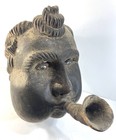 Antique 19th C Mexican Chiflador Wind God Wood Carving Mask W  Glass Eyes Old