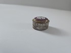 Micro Mosaic Millefiori Purple Flower Trinket Pill Embossed Box Stamped Italy 