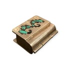 Vintage Mexico Taxco Sterling Silver 925   Malachite Chip Inlay Pill Trinket Box