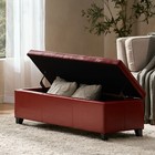 Contemporary Upholstered Storage Ottoman Bench  Red