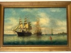Antique Painting Beach Nautical Boats Ships Listed Famous 19th Century Oil 1890