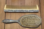 Vtg Decorative Silver Plate Dresser Vanity Set Mirror Brush And Comb Vintage Set