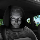 4pcs Funny Slanted Eyes Cartoon Print Car Headrest Cover For Halloween Christmas