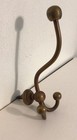 Vintage Solid Brass Large Coat Hook  3 Hooks  Nice Patina