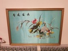 Chinese Silk Embroidery Picture Oriental Birds Moths Flowers Framed