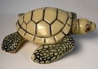 Turtle Figurine Ivory Tone Green Accents Orange Eyes Sea Marine Ocean 3 75  Long